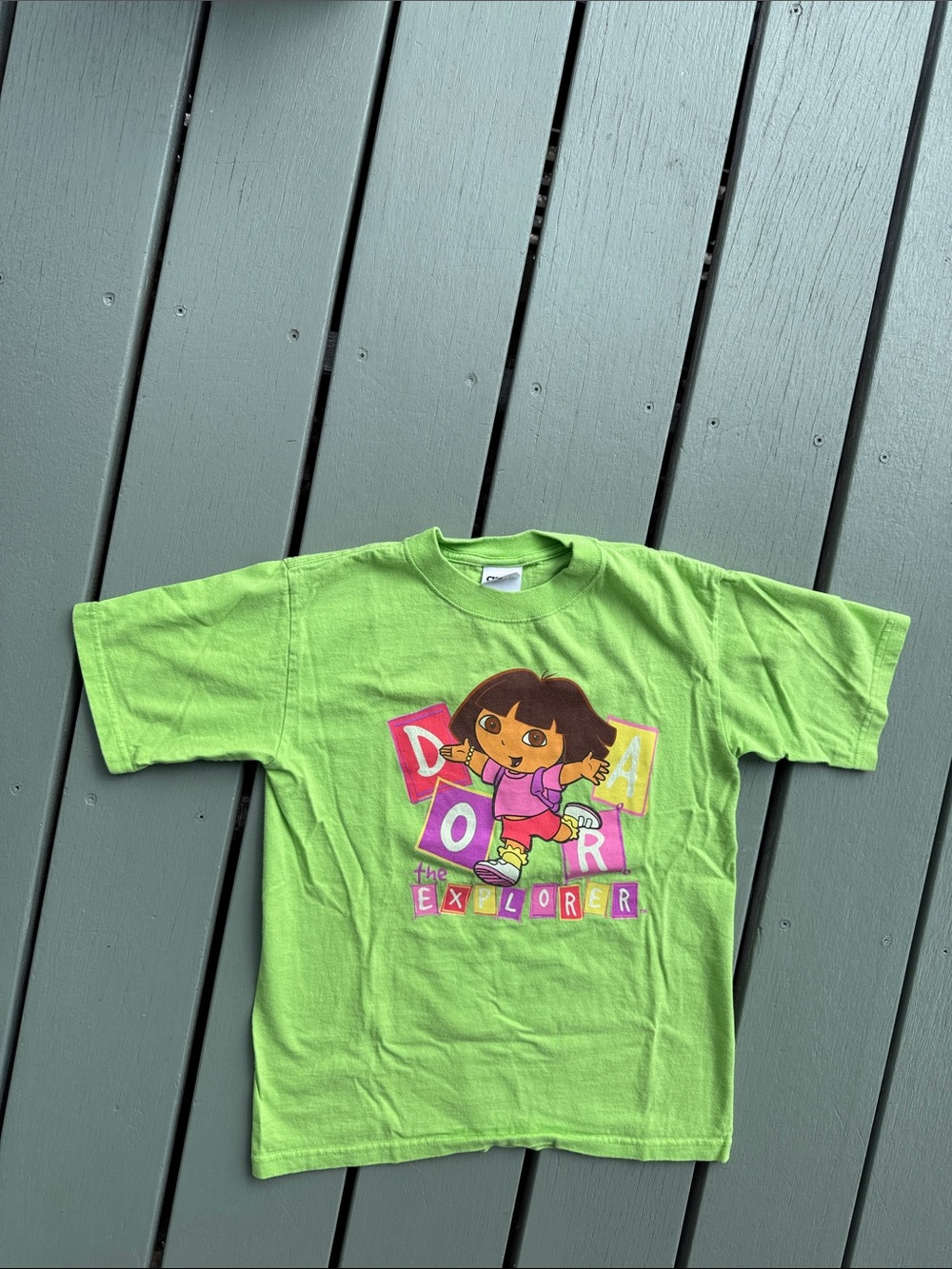 Vintage Neon Green Dora the Explorer Graphic Tee